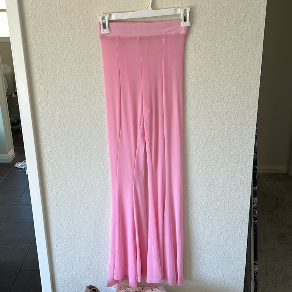 Pink mesh flared Swim cover up pants